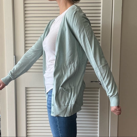 FOREVER 21 sea foam green button up cardigan - Picture 3 of 14
